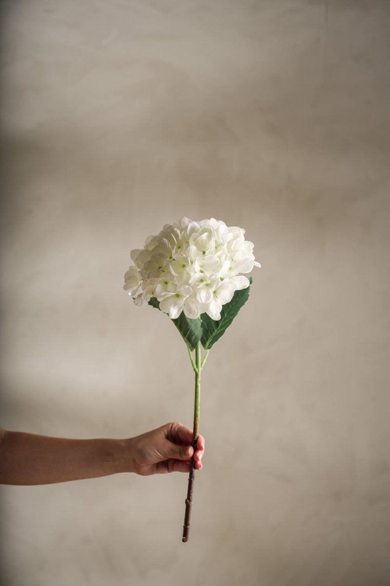 Kunstig hvit Hortensia 48 cm