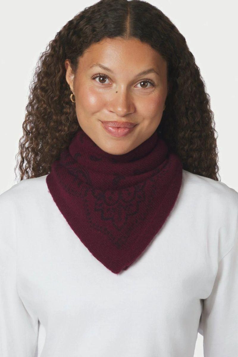 Adelina Paisley Knit Scarf Wine