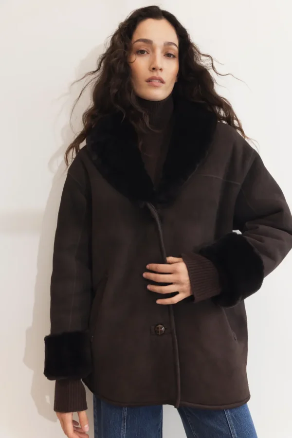 Luna Shearling Jacket Dark Brown