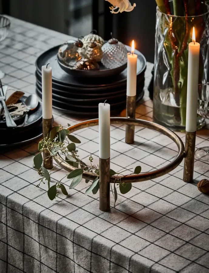 Candle Holder Advent Antique Brass Finish
