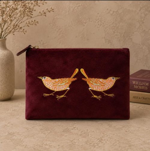 Embroidery Velvet Pouch Medium