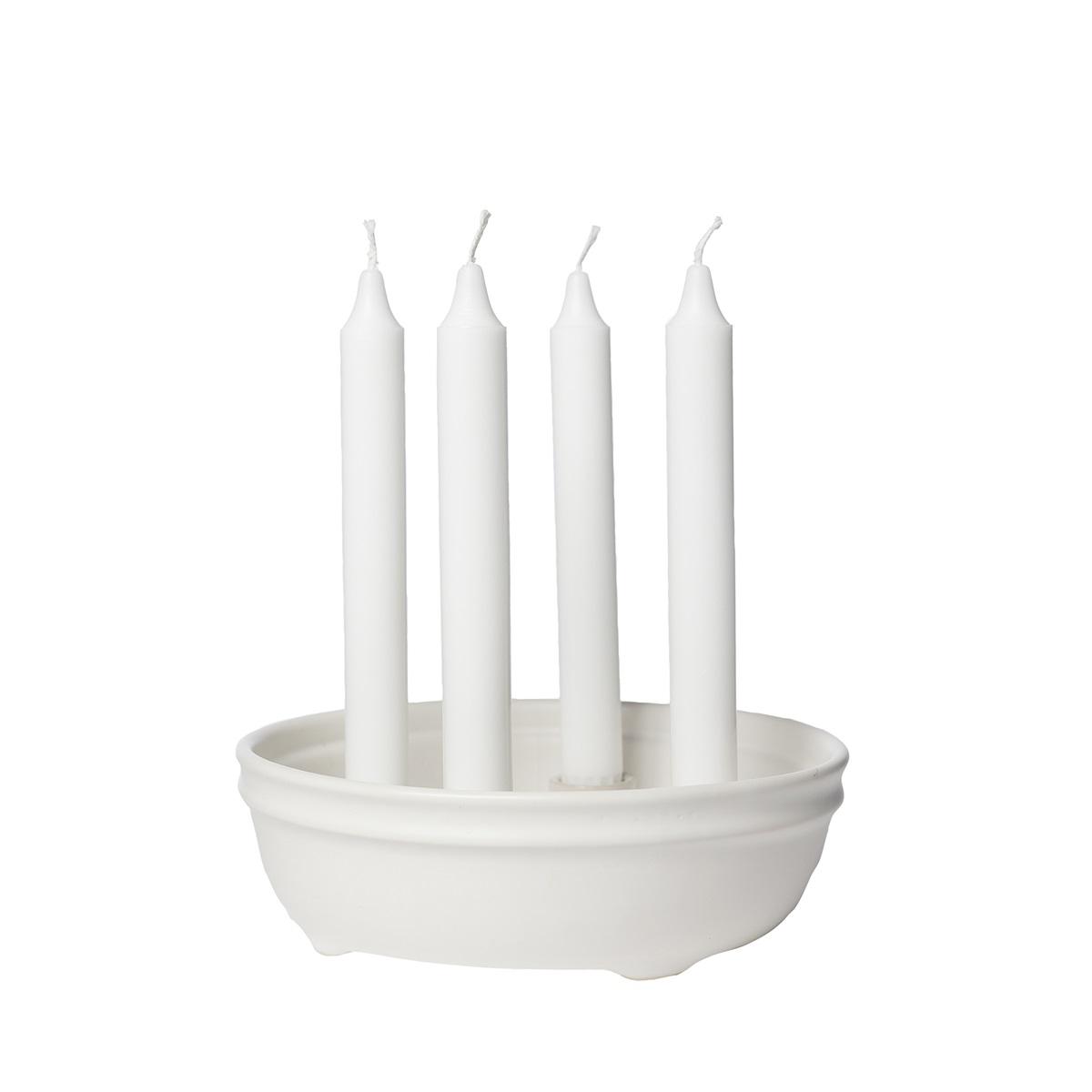 Candleholder Glazed Natural White 4 Pcs