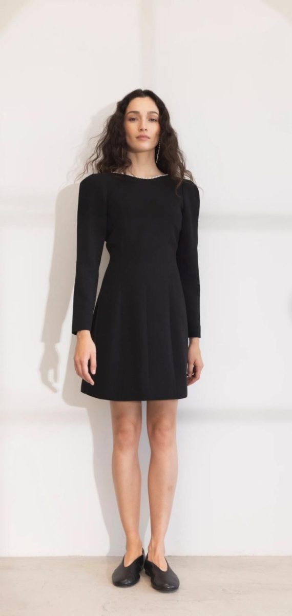 Nathalie Pearl Dress Black