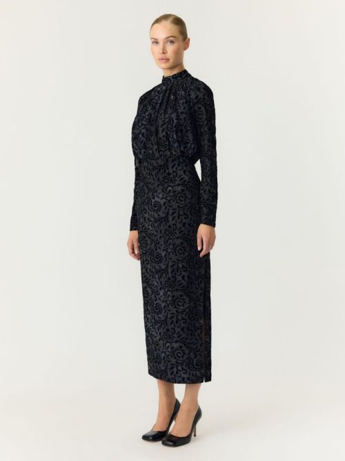 YASYENNY LS HIGH NECK LONG DRESS