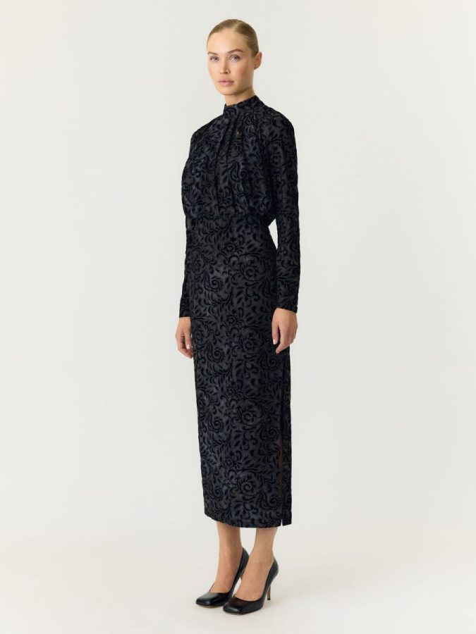 YASYENNY LS HIGH NECK LONG DRESS